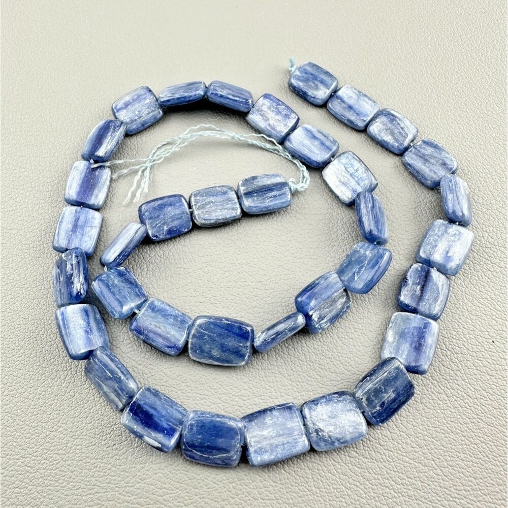 11 - 12mm Blue Kyanite Gemstone Square Polished Flat Stone beads 16.5" strand